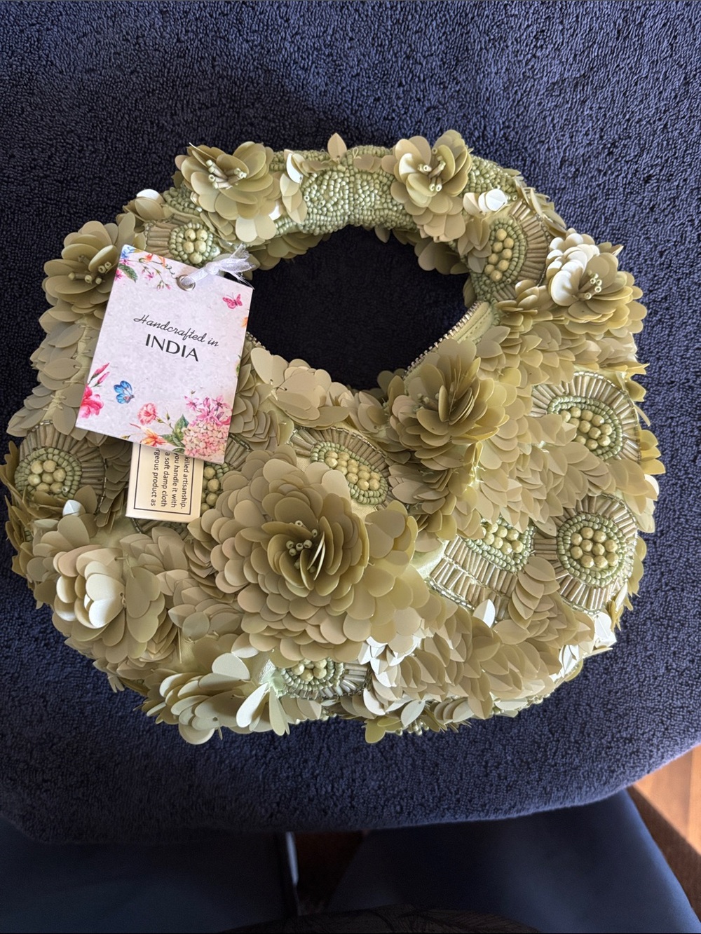 Handcrafted Olive Floral Clutch & Wristlet